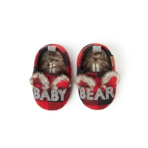 5/$20 Baby Dearfoams "Baby Bear" Buffalo Check Closed Back Slippers, Fur Lined